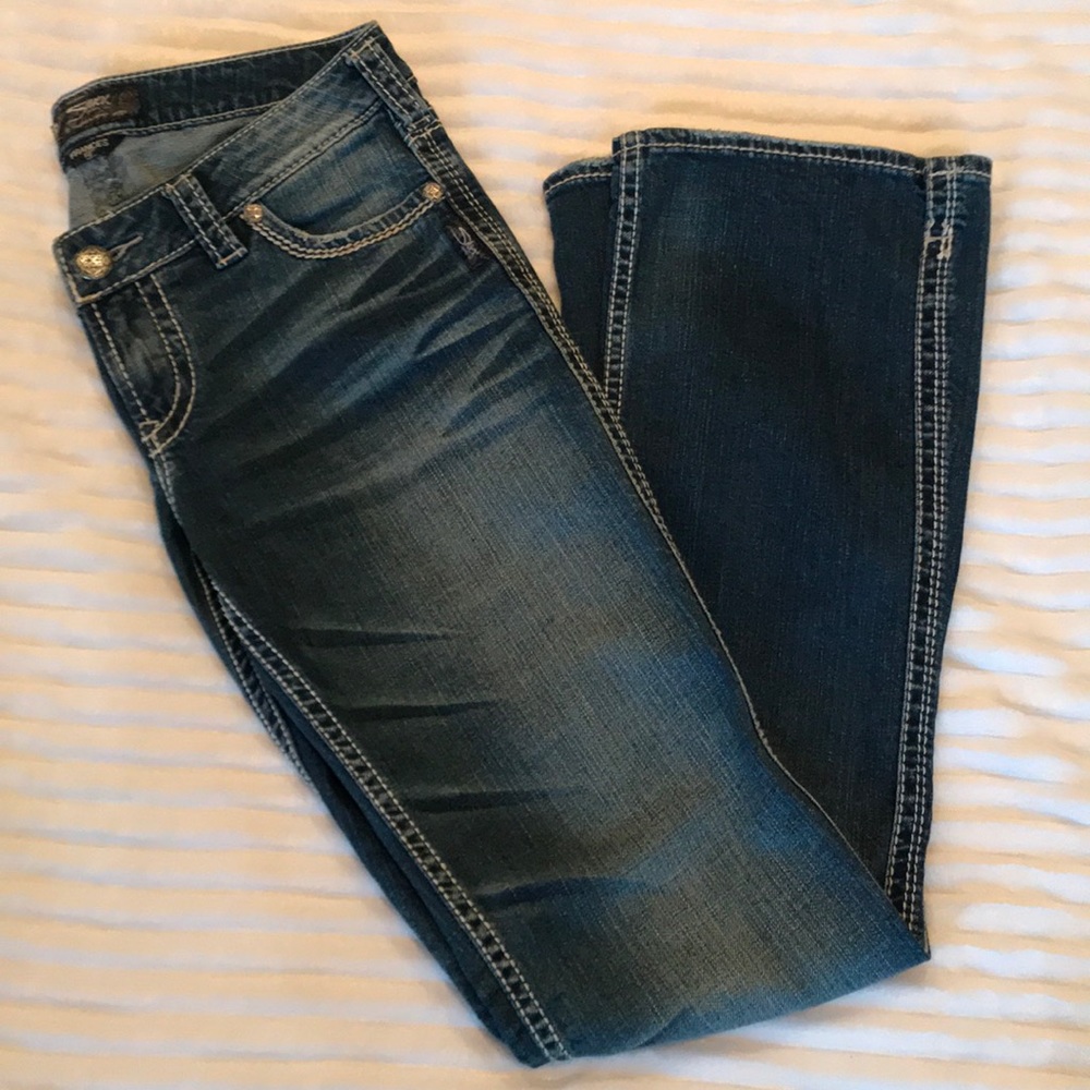 Silver Frances jeans, 18” opening, size 29/33